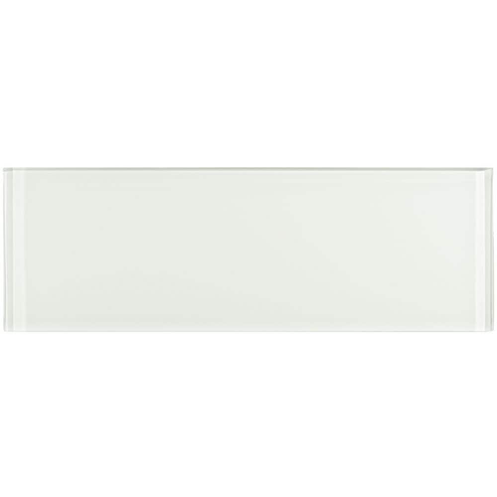 Lucid White Polished Glass Subway Tile 4x12