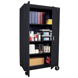 Steel Freestanding Garage Cabinet in Black with Casters (36 in. W x 66 in. H x 24 in. D)