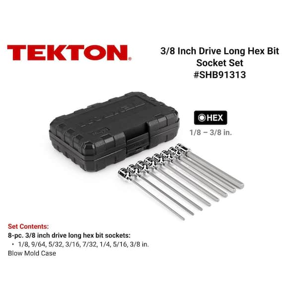 3/8 in. Drive Long Hex Bit Socket Set (1/8-3/8 in.) (8-Piece)