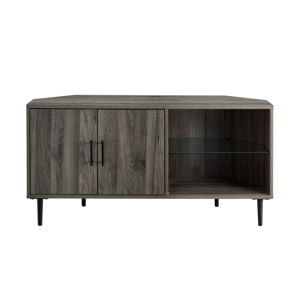 Welwick Designs 48 in. Slate Gray Composite Corner TV Stand with ...