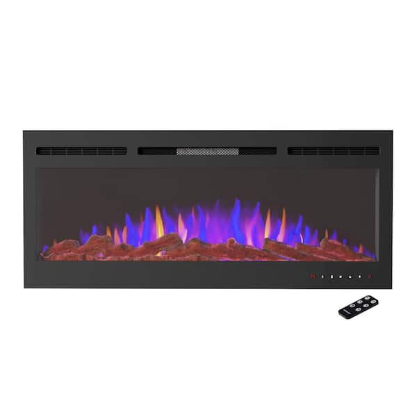 Unbranded 5110 BTU 50 in. Front Vented Fireplace Electric Furnace Wall Mount or Recessed-3 Color LED Flame, 5 Brightness Levels
