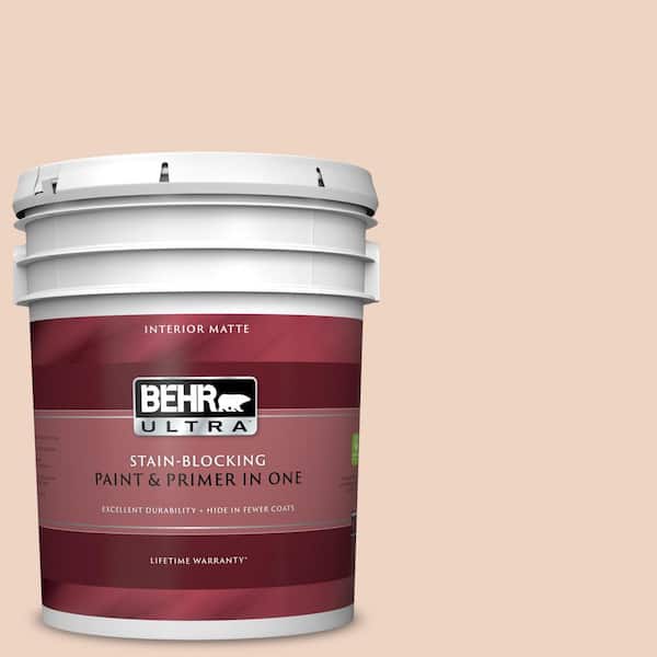 BEHR ULTRA 5 gal. #UL130-11 Iced Apricot Matte Interior Paint and Primer in One