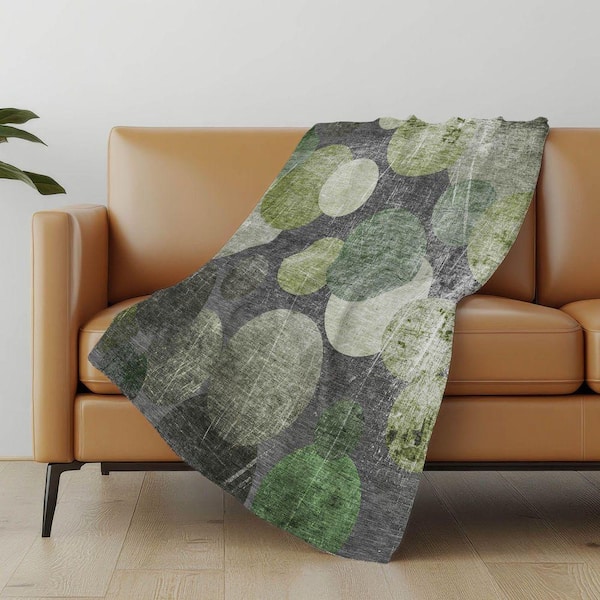 Premium Machine Washable ASB556 Green 50 in. x 70 in. Sherpa Throw Blanket