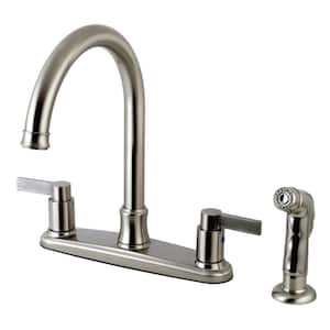 NuvoFusion 2-Handle Deck Mount Centerset Kitchen Faucets with Side Sprayer in Brushed Nickel