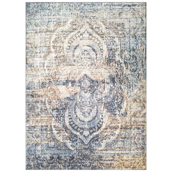 SUPERIOR Salford Multicolor 10 ft. x 14 ft. Non-Slip Modern Medallion Area Rug