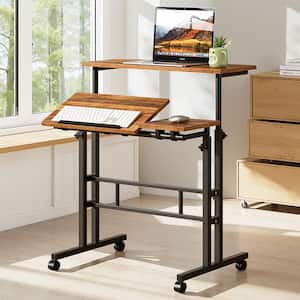 VECELO 24 in. Rolling Standing Desk with Adjustable Height and Tilt ...
