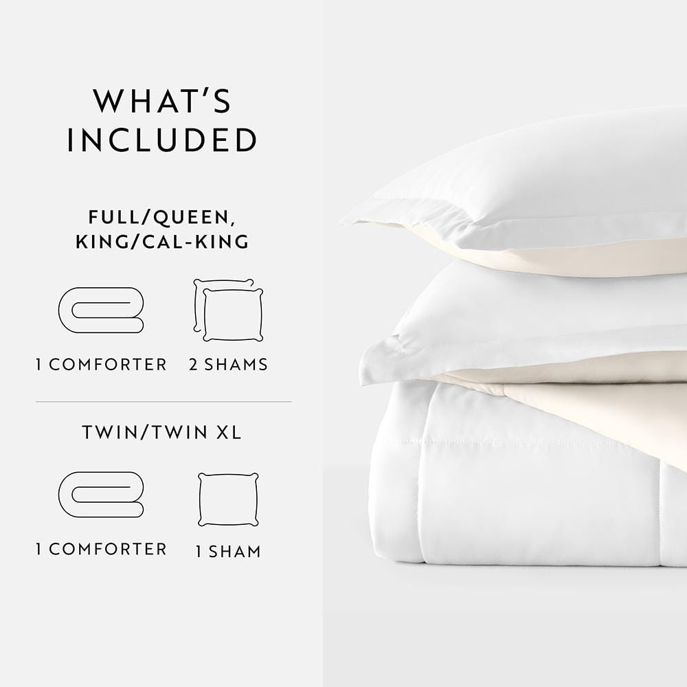 Full White Microfiber Down Alternative Reversible Comforter Set