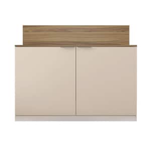 35.6 in. Brown and Off White Wooden Accent Cabinet with 2-Doors