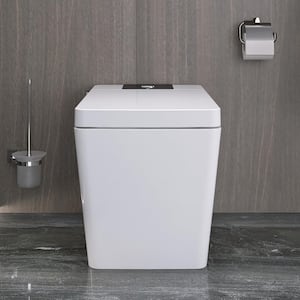 12 in. 1-Piece 1.32 GPF Dual Flush Square Smart Toilet in White Seat Included