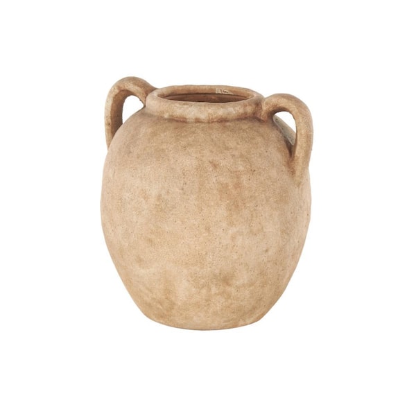 Litton Lane Copper Antique Style Textured Ceramic Decorative Vase with Handles