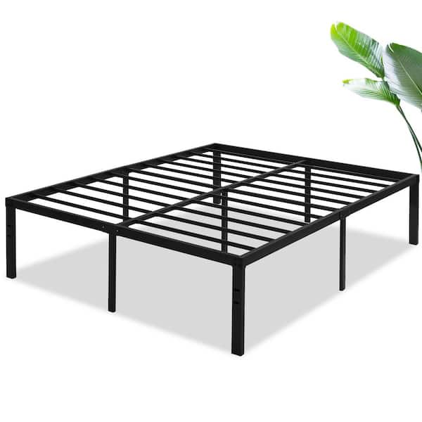 VECELO Tall Bed Frames Black, Metal Frame Queen Platform Bed With Heavy Duty Platform and Steel Slat, Easy Assembly, Noise Free