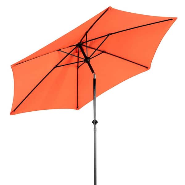 Unbranded 9 ft. Market Outdoor Patio Umbrella Picnic Table Umbrella with Push Button Tilt and Crank in Orange