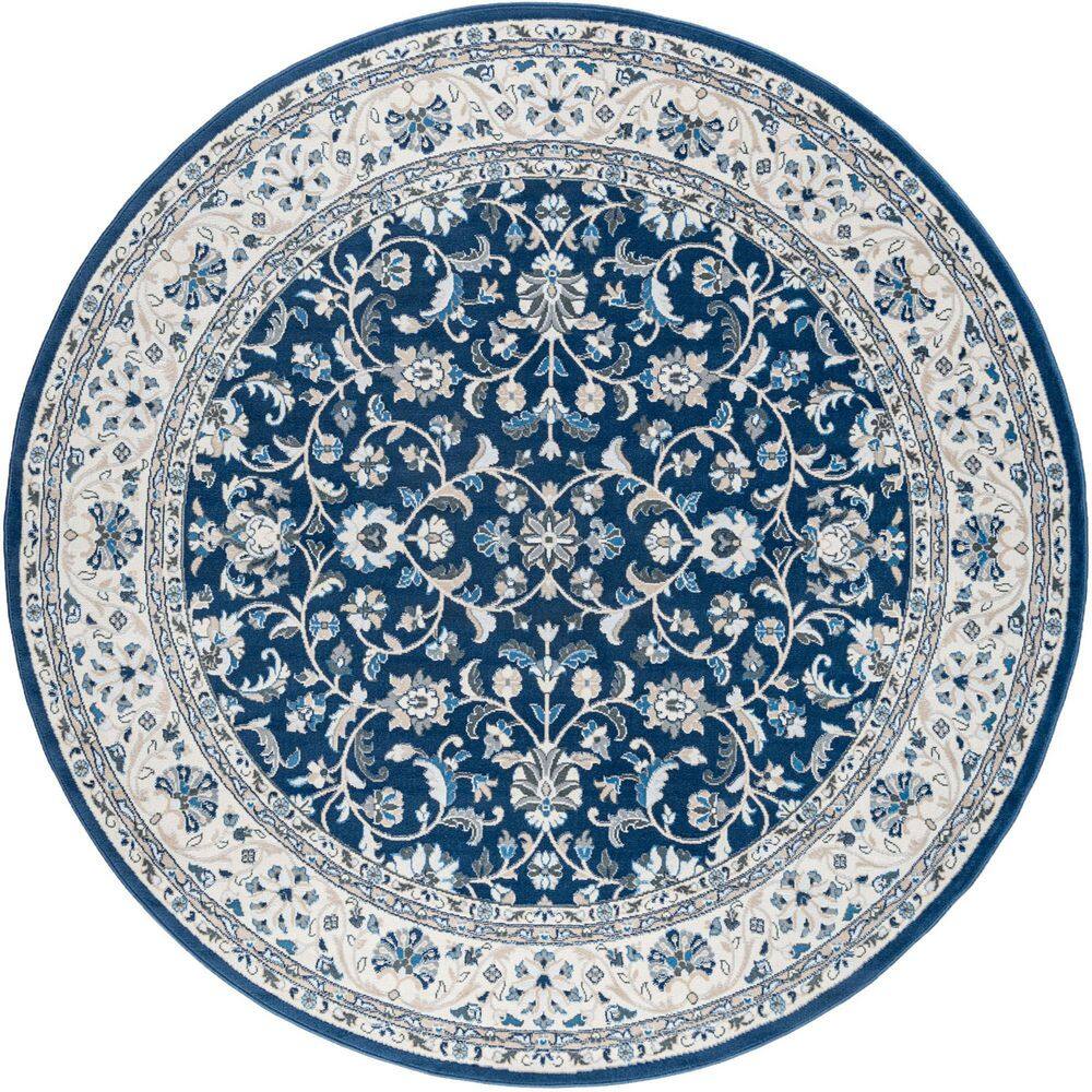 Madison Floral Dark Blue 8 ft. Round Indoor Area Rug price history on PriceWatchPro