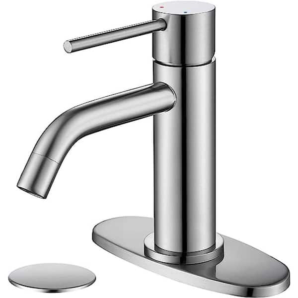 Dyiom 5 in. Brushed Nickel Single Hole Bathroom Sink Faucet Single Handle, Accessory Set, Number of Pieces 1