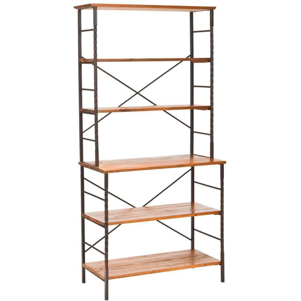 Brooke 6-Tier Walnut and Pewter Industrial Etagere