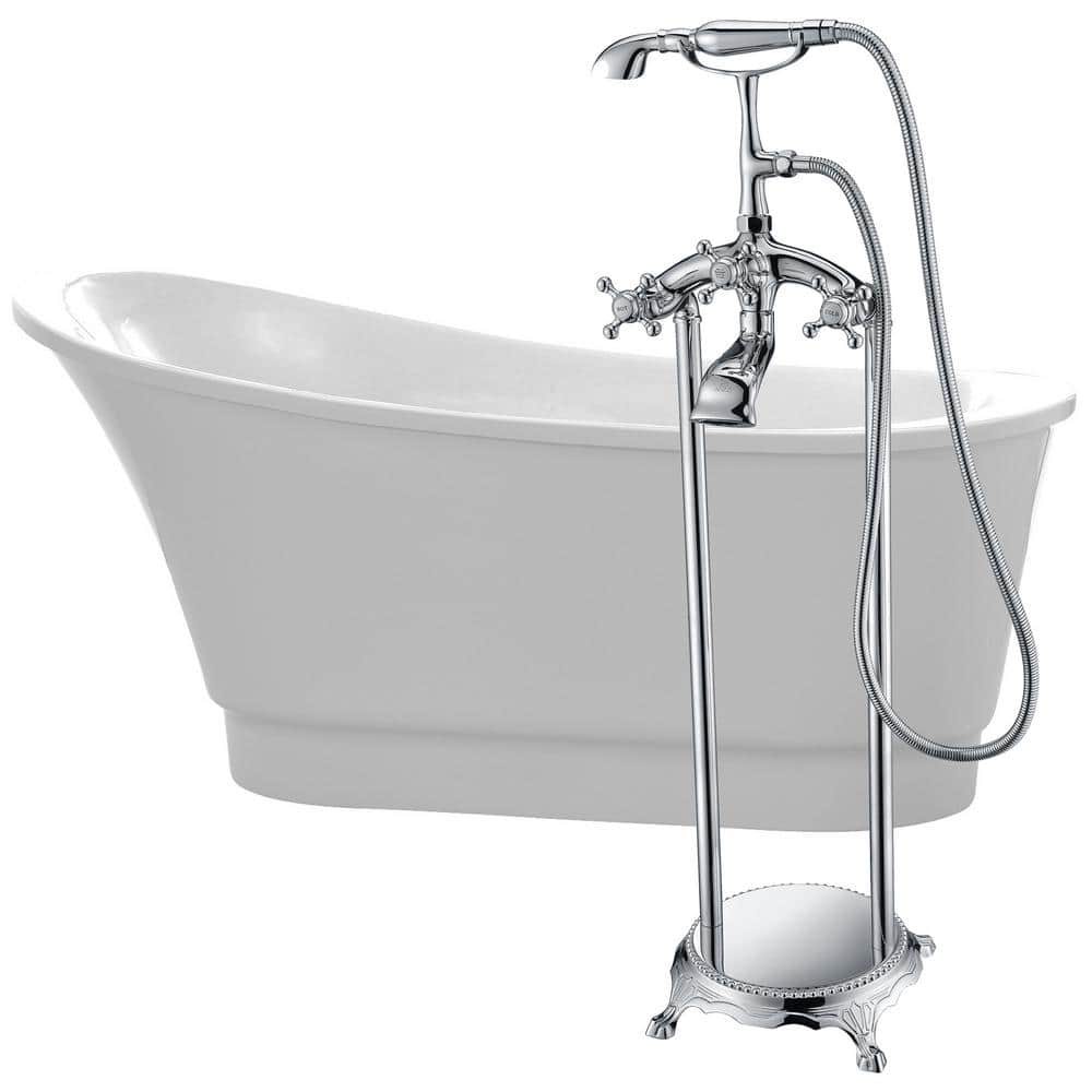 Prima Series 67 in. x 31 in. Flat Bottom Acrylic Freestanding Soaking Batht