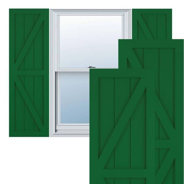 Ekena Millwork 12 in. x 35 in. PVC Two Equal Panel Farmhouse Fixed 