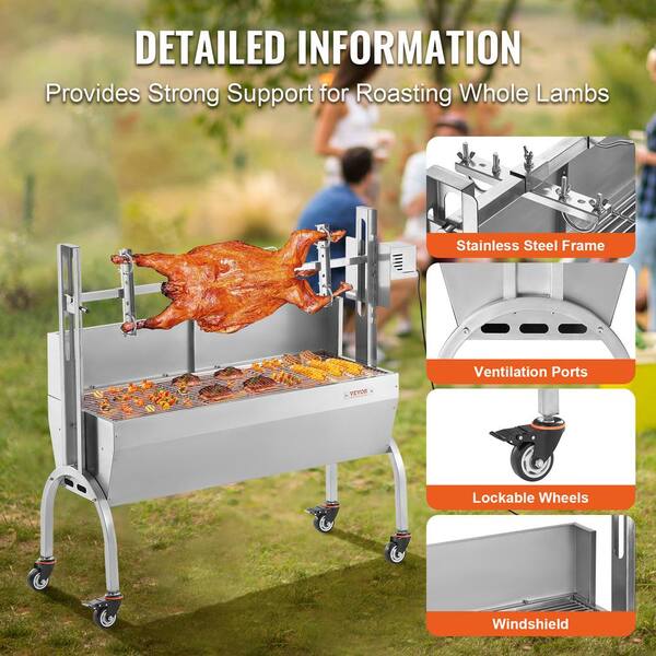 VEVOR Rotisserie Grill with Windscreen, BBQ Whole Charcoal