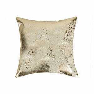 Josephine Gold Solid Color 18 in. x 18 in. Cowhide Throw Pillow
