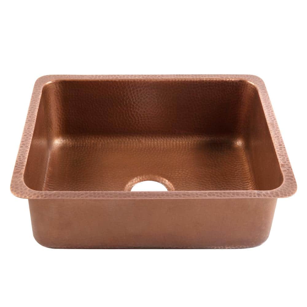Handmade Antique Copper 23" Single Bowl Undermount Kitchen Sink