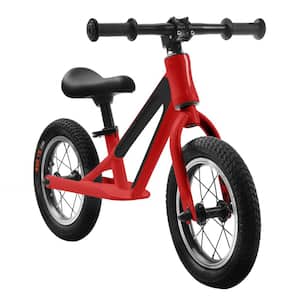 12 in. Toddler Balance Bike with Rubber Foam Tires and Adjustable Seat in Red