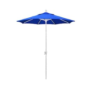 6 ft. Matted White Aluminum Market Patio Umbrella with Crank and Tilt in Pacific Blue Sunbrella