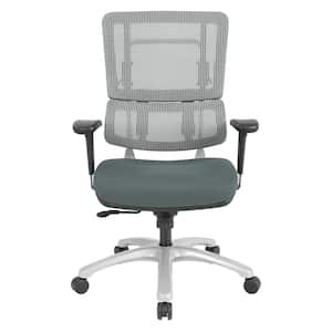 Vertical Grey Mesh Back Chair with Silver Base and Grey Seat