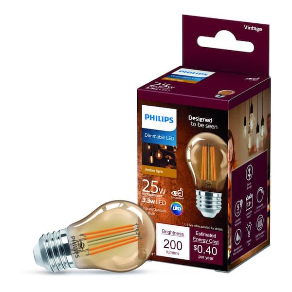 25-Watt Equivalent A15 Clear Glass LED Light Bulb Amber Warm White (2000K) (1-Pack) The Home Depot
