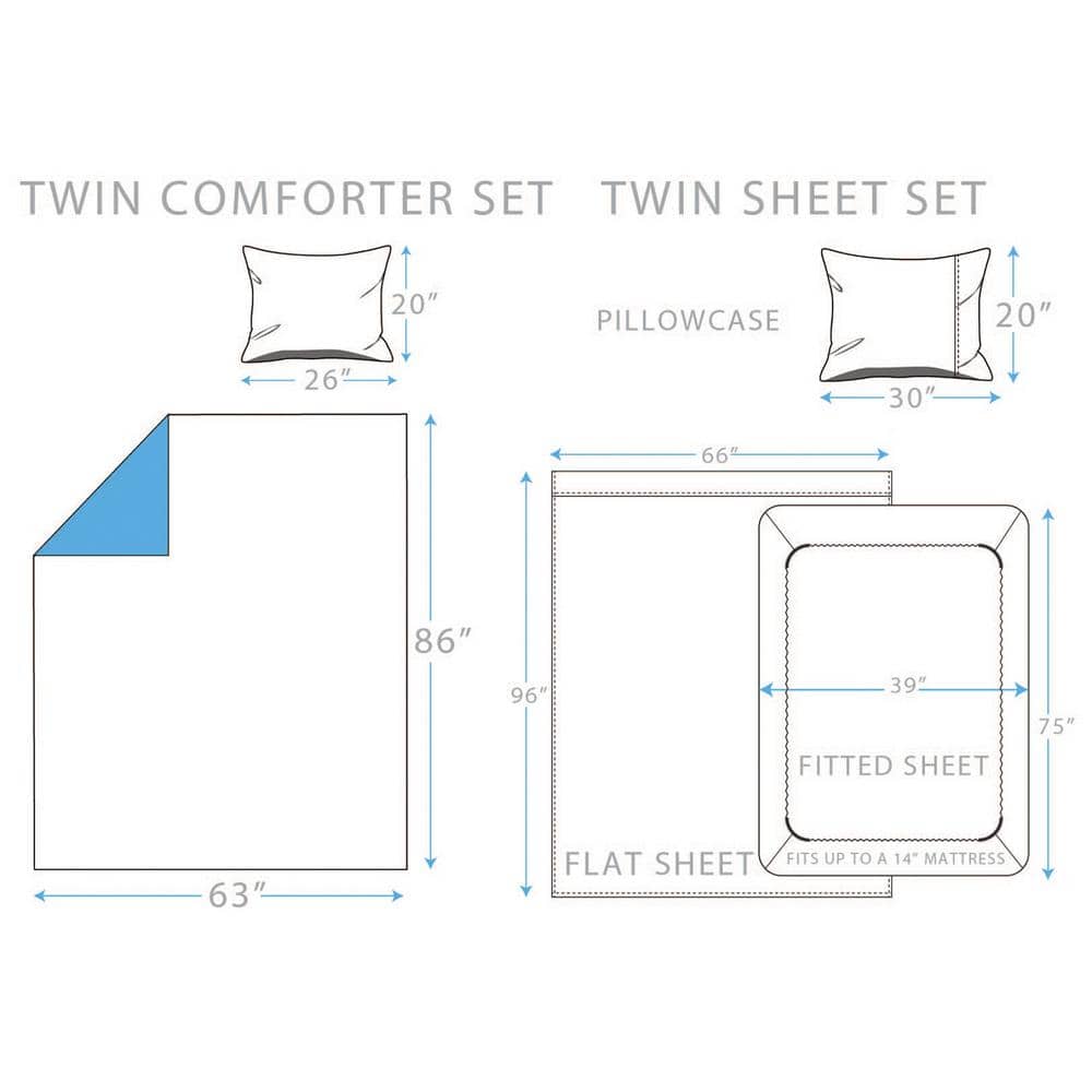 Gray Twin Reversible Microfiber Bed in a Bag Set
