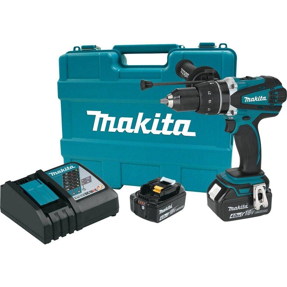 Makita 18V Lithium-Ion 1/2 in. Cordless Hammer Driver/Drill Kit with (2) Batteries (4.0 Ah), Charger and Hard Case XPH03MB - Depot