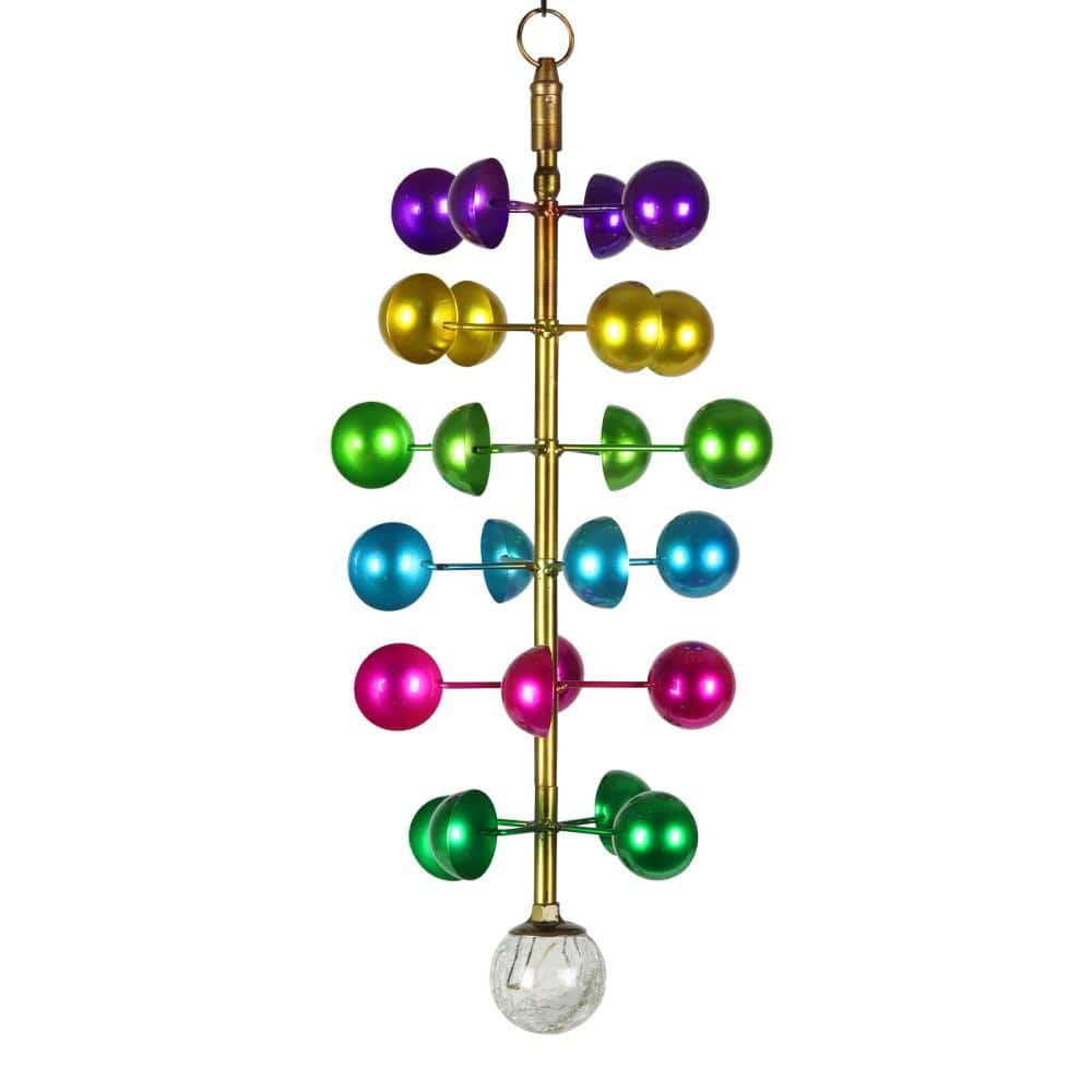 Exhart ArtInMotion Colorful Hanging Helix Cup with Glass Crackle Ball