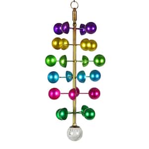 Art-In-Motion Colorful Hanging Helix Cup with Glass Crackle Ball, 9.5 in. x 19 in. Metal Spinner