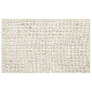 Homespun Noodle 17 in. x 24 in. Parchment White Polyester Machine Washable Bath Mat
