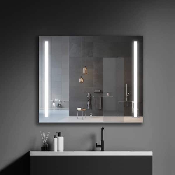 UKISHIRO Depp 36 in. W x 30 in. H Rectangular FramelessAnti-Fog Wall Mount Bathroom Vanity Mirror with LED Light