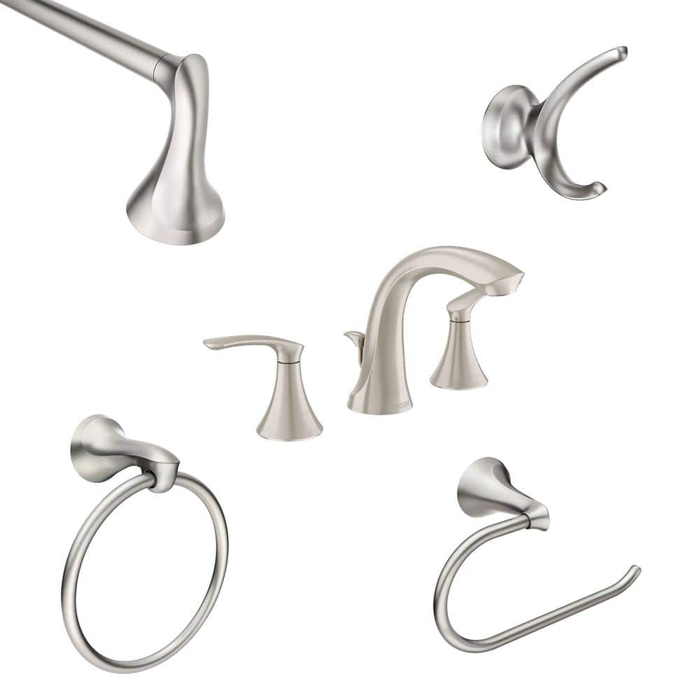 MOEN Darcy 8 in. Widespread Bath Faucet w/ 4-Pc Hardware Set in Spot ...