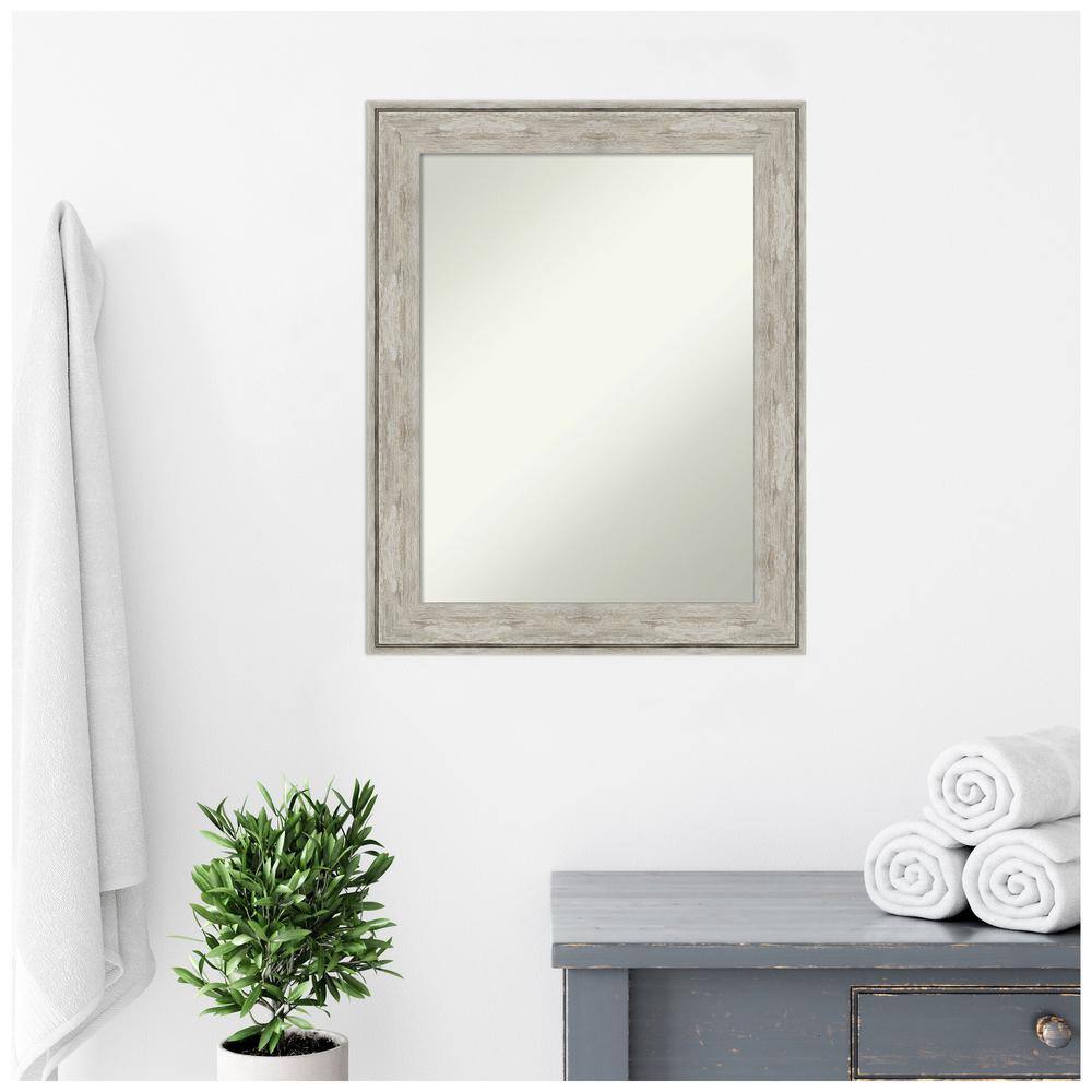 Crackled Metallic Silver Rectangular Bathroom Vanity Mirror