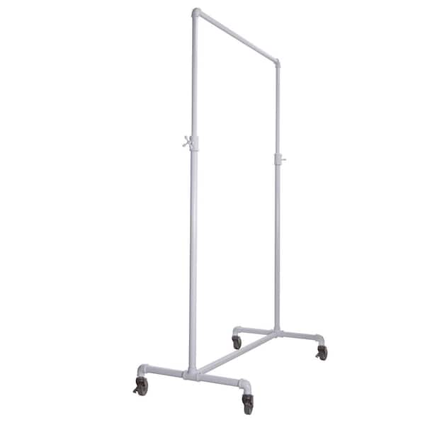 Econoco Pipeline Adjustable Gloss White 42 in. W x 72 in. H Steel Rolling Rack