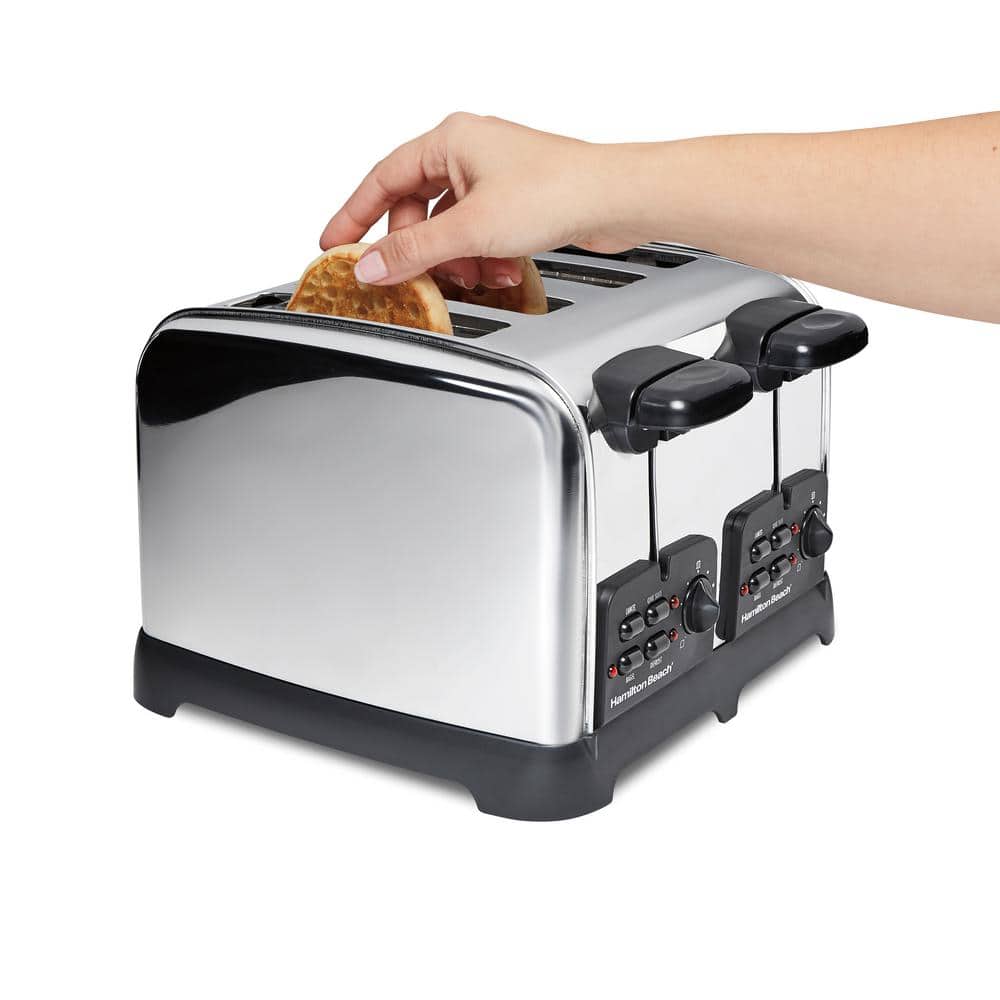 Stainless Steel 4-Slice Toaster with Wide Slots and Crumb Tray