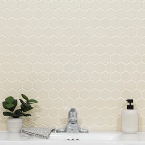 White 2 in. Hexagon 11 in. x 11 in. Matte Porcelain Mesh-Mounted Mosaic Floor and Wall Tile (12.96 sq. ft. / case)