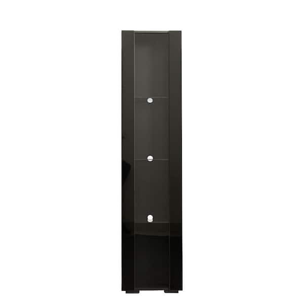 Tileon Pantry Organization, Side Cabinet With Aluminum Strip Lamp in Black
