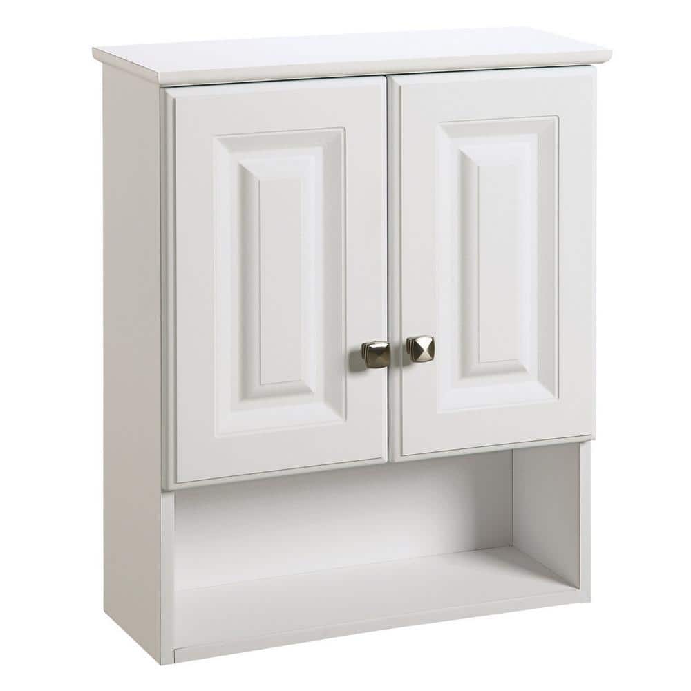 Wyndham 22 In. W x 8 In. D x 26 In. H 2-Door Bath Wall Cabinet with Satin Nickel Hardware, White price history on PriceWatchPro