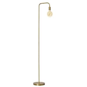 70 in. Gold Indoor Metal Industrial Floor Lamp with Minimalist Design for Decorative Lighting with E26 Socket