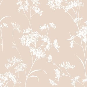30.75 sq. ft. Luxe Haven Peach Petal Floral Mist Vinyl Peel and Stick Wallpaper Roll