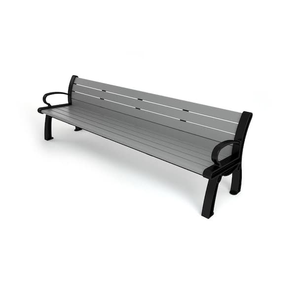 8 ft. Heritage Bench - Gray with Black Frame