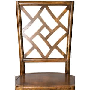 36 in.H Brown Finish High Open Back Armless Dining Chair with Wood Seat Material