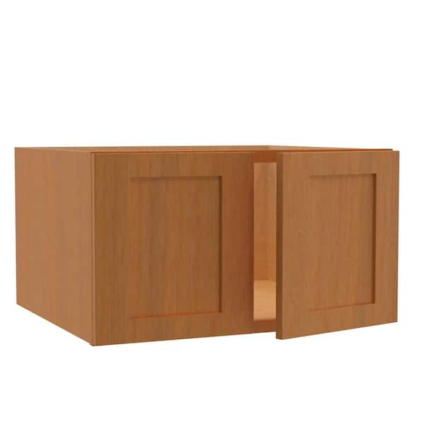 Home Decorators Collection Newport 27 in. W x 24 in. D x 15 in. H Assembled Plywood Wall Bridge Kitchen Cabinet in Cinnamon with Soft Close