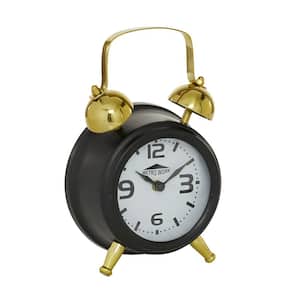 Black Stainless Steel Clock with Bell Style Top