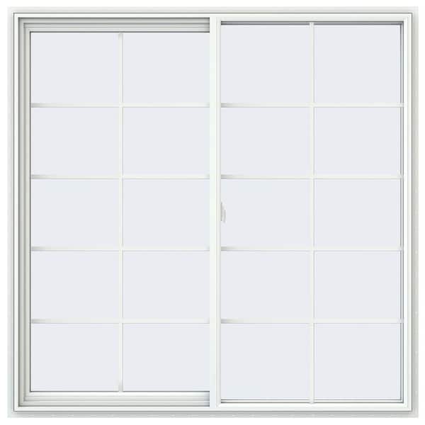 JELD-WEN 59.5 in. x 59.5 in. V-2500 Series White Vinyl Left-Handed Sliding Window with Colonial Grids/Grilles