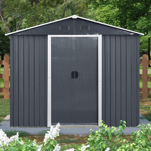 Coporesell 8 ft. x 4 ft. Metal Shed with Sliding Doors and Window (32 sq. ft. )