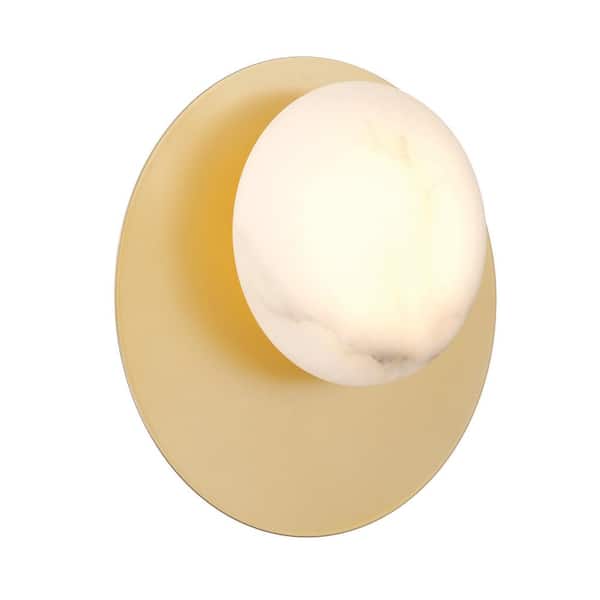 Minka Lavery Zill Contemporary 1-Light Lily Gold Non-Dimmable Wall Sconce with Alabaster Glass Diffuser Shade